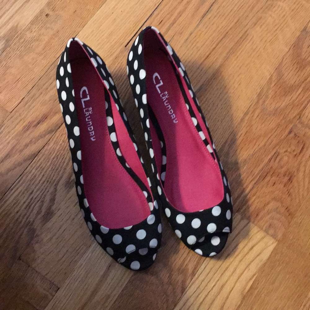 Cl by Laundry polka dot  peep toe wedge